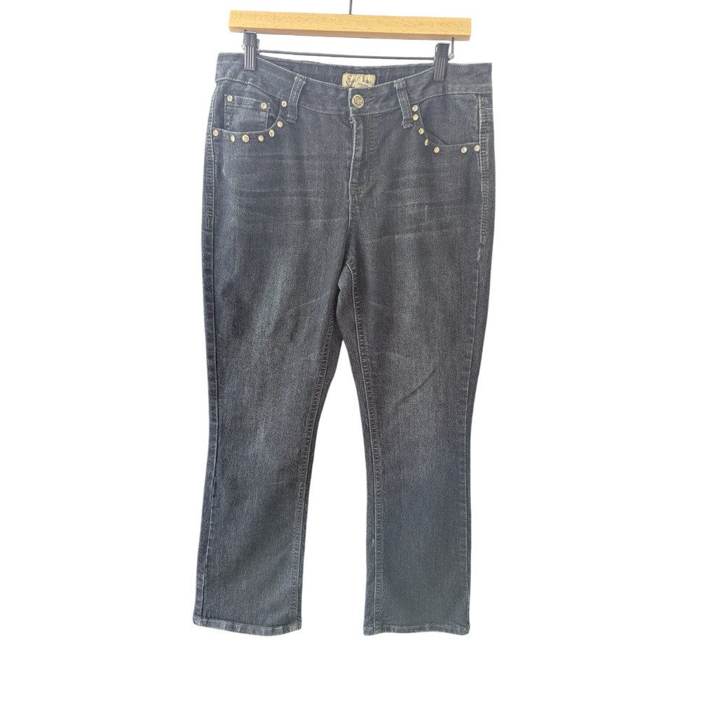 Earl Jean Women's Bootcut Embellished Denim Jeans Size 10 Blue